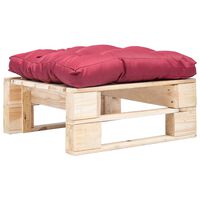 vidaXL Záhradná taburetka z paliet, červená podložka, prírodná, drevo