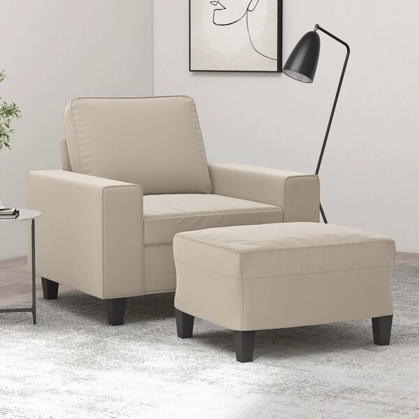 vidaXL Kreslo s podnožkou kr&eacute;mov&eacute; 60 cm mikrovl&aacute;knov&aacute; l&aacute;tka