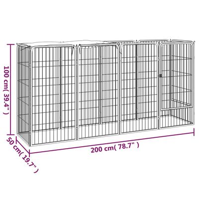 vidaXL Ohrádka pre psov 10 panelov čierna 50x100 cm práškovaná oceľ