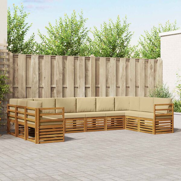 vidaXL Sada rohov&yacute;ch gaučov s vank&uacute;&scaron;om 10 pcs Pr&iacute;rodn&aacute; a b&eacute;žov&aacute;