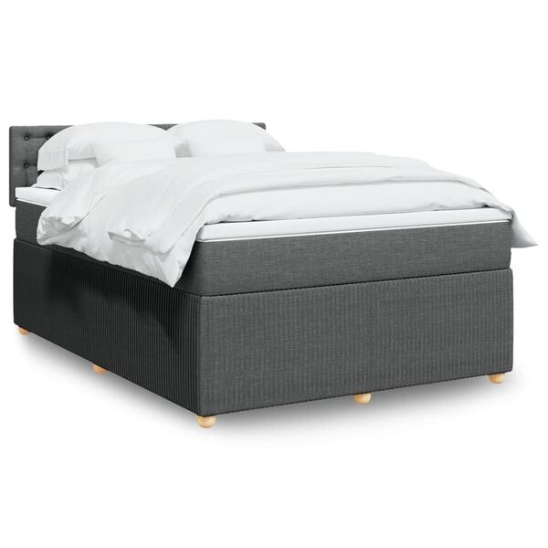 vidaXL Boxspring posteľ s matracom tmavosiv&aacute; 140x190 cm l&aacute;tka