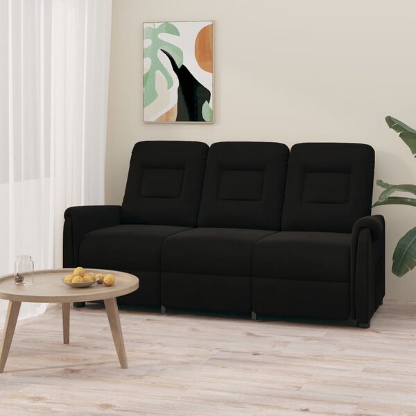 vidaXL 3-miestne sklápacie masážne kreslo, čierne, mikrovlákno