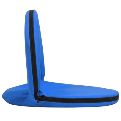 vidaXL Skladacie kreslo na sedenie na zemi 2 ks modré oceľ a látka