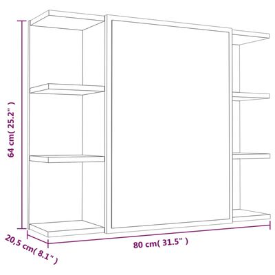 vidaXL Zrkadlová skrinka hnedý dub 80x20,5x64 cm spracované drevo