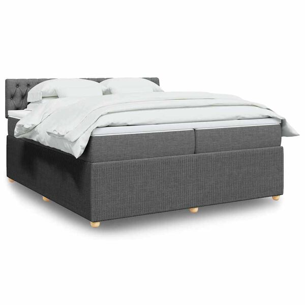 vidaXL Boxspring posteľ s matracom tmavosiv&aacute; 200x200 cm l&aacute;tka