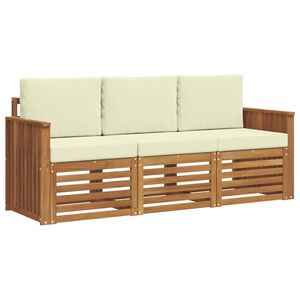 vidaXL S&uacute;pravy pohoviek 3 pcs Pr&iacute;rodn&aacute; a kr&eacute;mov&aacute; Pevn&eacute; ak&aacute;ciov&eacute; drevo