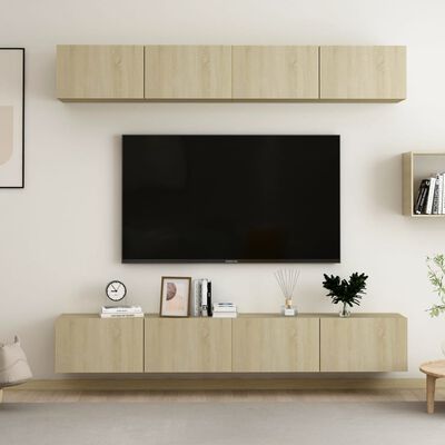 vidaXL 4-dielna súprava TV skriniek dub sonoma 100x30x30 cm drevotrieska