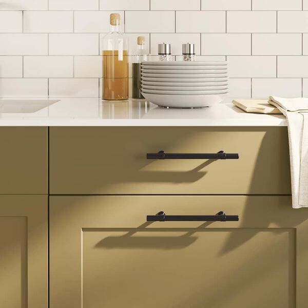 vidaXL Rukov&auml;te na skrinku 10 ks čierne 128 mm nehrdzavej&uacute;ca oceľ