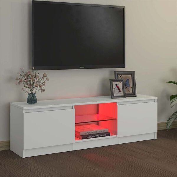 vidaXL TV skrinka s LED svetlami biela 120x30x36 cm