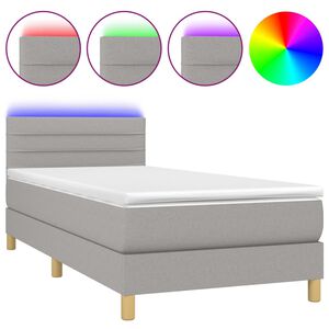 vidaXL Posteľ boxsping s matracom a LED bledosiv&aacute; 80x200 cm l&aacute;tka