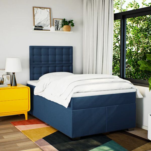 vidaXL Boxspring posteľ s matracom modr&aacute; 120x190 cm l&aacute;tka