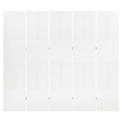 vidaXL 5-panelové paravány 2 ks biele 200x180 cm oceľ