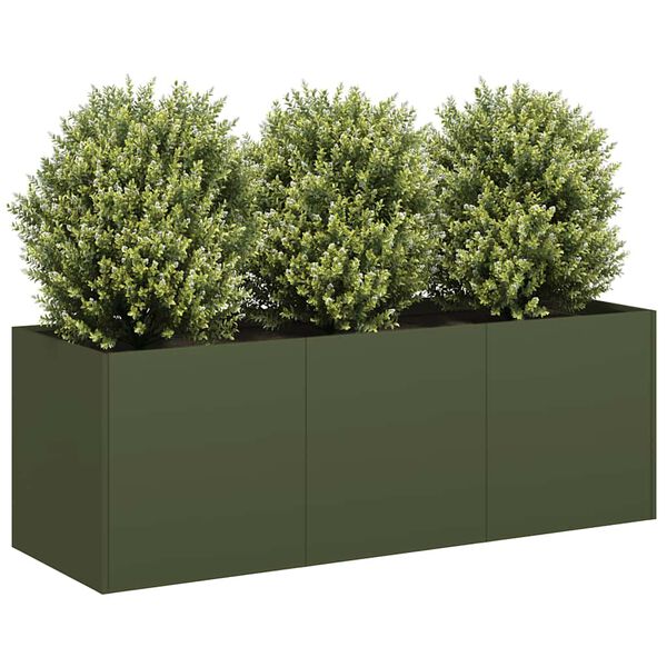 VidaXL kvetin&aacute;č Olive Green 120x40x40 cm Oceľ valcovan&aacute; za studena