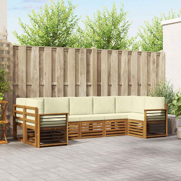 vidaXL S&uacute;pravy pohoviek 7 pcs Pr&iacute;rodn&aacute; a kr&eacute;mov&aacute; Pevn&eacute; ak&aacute;ciov&eacute; drevo