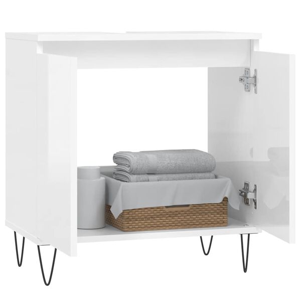 vidaXL Kúpeľňová skrinka lesklá biela 58x33x60 cm kompozitné drevo