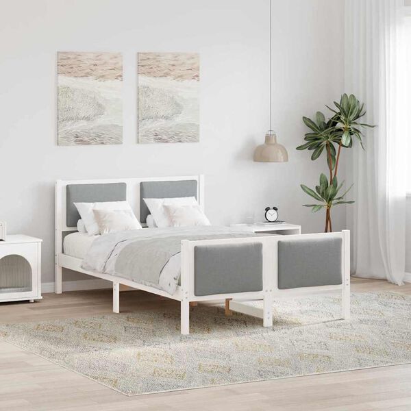 vidaXL Rám postele s čelnou doskou Svetlosivá 120 x 190 cm látka