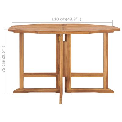 vidaXL Skladací záhradný jedálenský stôl 110x110x75 cm tíkový masív