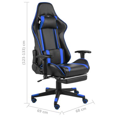 vidaXL Otočná herná stolička s opierkou nôh modrá PVC
