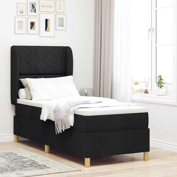 vidaXL Boxspring posteľ s matracom tmavo&scaron;ed&aacute; 90x190 cm Čierna l&aacute;tka