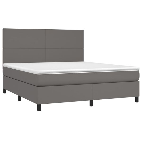 vidaXL Boxspring posteľ s matracom siv&aacute; 160x200 cm umel&aacute; koža