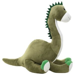 vidaXL Hračka dinosaurus Brontsaurus zelen&yacute; ply&scaron;ov&yacute;