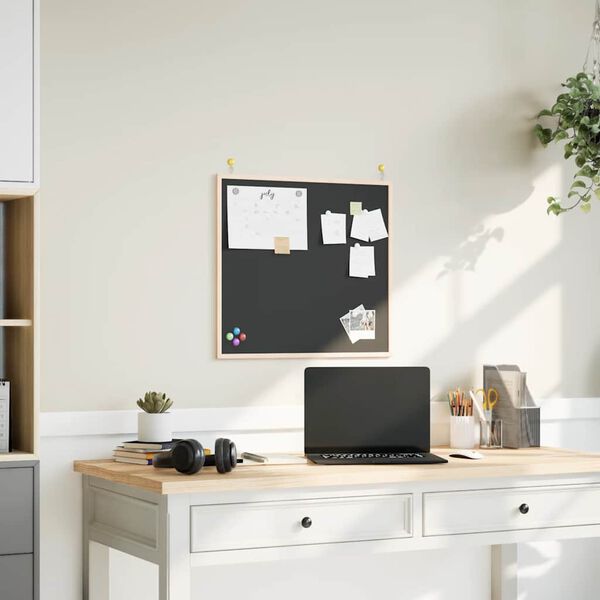 vidaXL Tabuľa s r&aacute;mom z mas&iacute;vneho borovicov&eacute;ho dreva, čierna 60x55 cm