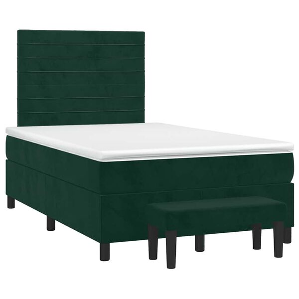 vidaXL Boxspring posteľ s matracom, tmavozelen&aacute; 120x190cm, zamat
