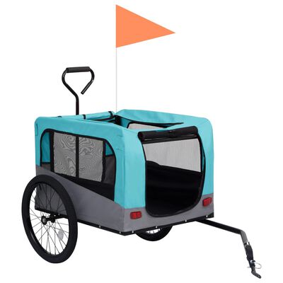 vidaXL Vozík pre domáce zvieratá na bicykel/beh 2-v-1, modro sivý