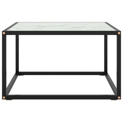 vidaXL Konferenčný stolík, čierny, biele mramorové sklo 60x60x35 cm