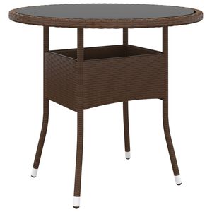 vidaXL Z&aacute;hradn&yacute; st&ocirc;l &Oslash;80x75 cm tvrden&eacute; sklo a polyratan hned&yacute;