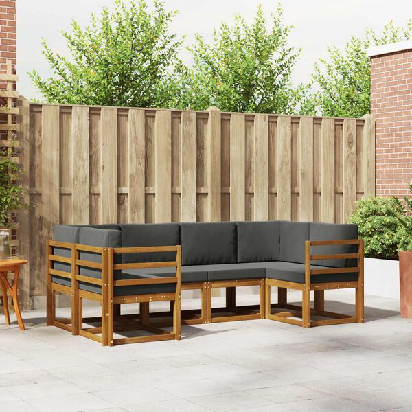 vidaXL Z&aacute;hradn&aacute; s&uacute;prava gaučov s vank&uacute;&scaron;om 6 pcs Pr&iacute;rodn&aacute; a antracitov&aacute;