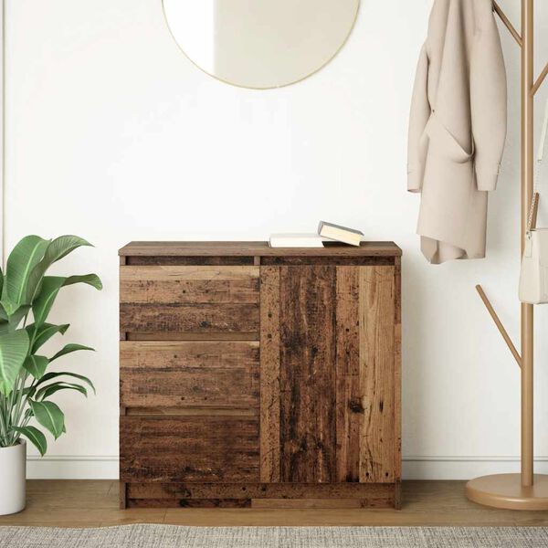 vidaXL Komoda so z&aacute;suvkou, star&eacute; drevo 71x35x65 cm, kompozitn&eacute; drevo