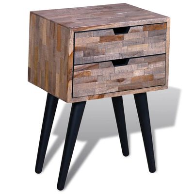 vidaXL Nočný stolík s 2 zásuvkami, recyklované tíkové drevo