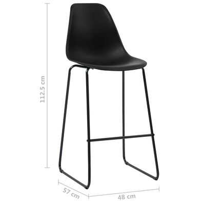 vidaXL Barové stoličky 2 ks, čierne, plast