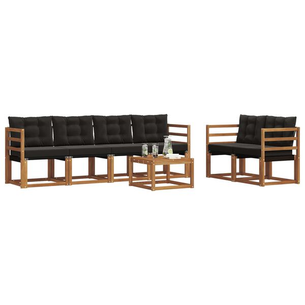 vidaXL Z&aacute;hradn&aacute; s&uacute;prava gaučov s vank&uacute;&scaron;om 7 pcs Pr&iacute;rodn&aacute; a čierna