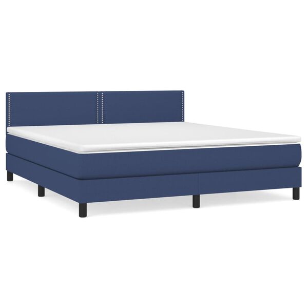 vidaXL Posteľn&yacute; r&aacute;m boxspring s matracom modr&yacute; 180x200 cm l&aacute;tka