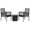 vidaXL Záhradný bistro set 3 pcs Čierna polyratan
