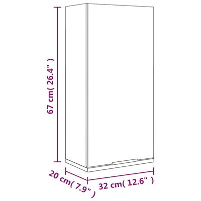 vidaXL Nástenná kúpeľňová skrinka betónovo sivá 32x20x67 cm