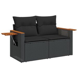 vidaXL Z&aacute;hradn&aacute; pohovka s vank&uacute;&scaron;mi 2-miestna čierna polyrattan