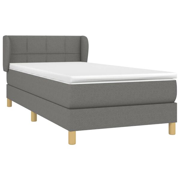vidaXL Boxspring posteľ s matracom tmavosiv&aacute; 90x190 cm l&aacute;tka
