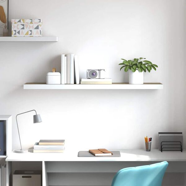 vidaXL Pl&aacute;vaj&uacute;ca n&aacute;stenn&aacute; polica dub a biela 120x23,5x3,8 cm MDF