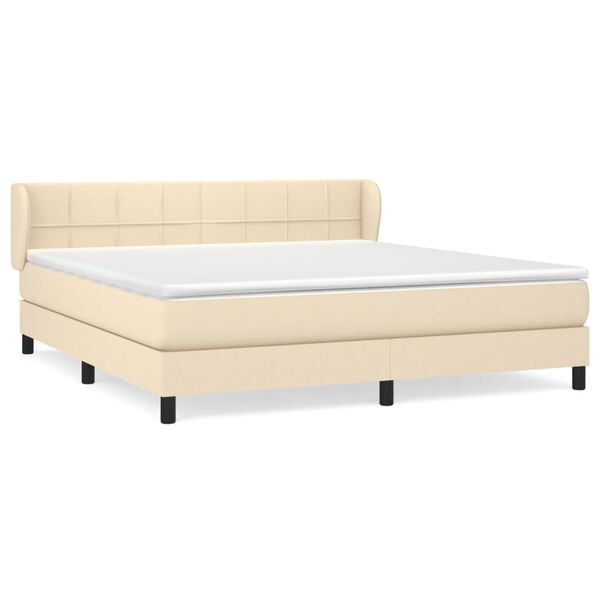 vidaXL Posteľn&yacute; r&aacute;m boxspring s matracom kr&eacute;mov&yacute; 180x200 cm l&aacute;tka