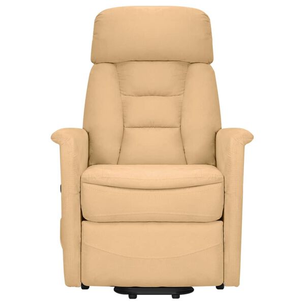 vidaXL Zdvíhacie masážne kreslo krémové mikrovláknová látka