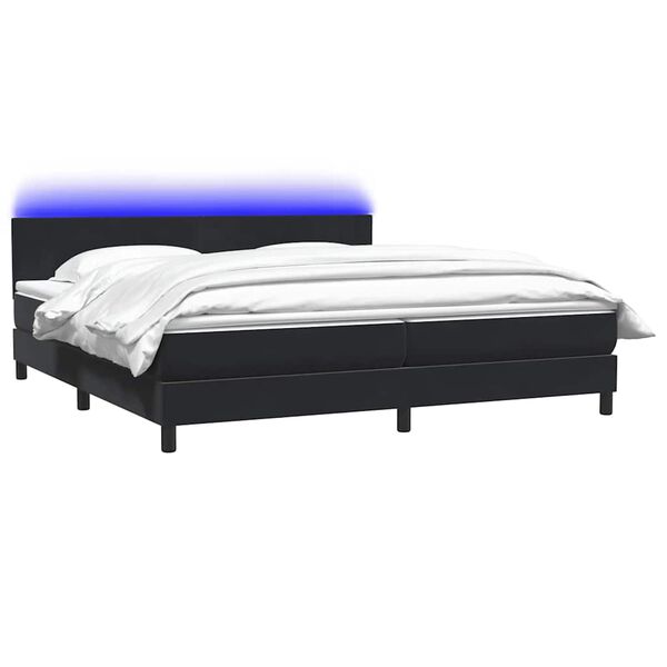 vidaXL Box Spring Posteľ s matracom a LED Čierna 180x220 cm Zamat
