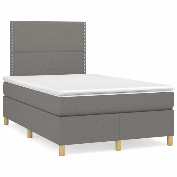 vidaXL Boxspring posteľ s matracom a LED, tmavosiv&aacute; 120x190 cm, l&aacute;tka
