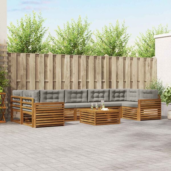 vidaXL Z&aacute;hradn&aacute; s&uacute;prava gaučov s vank&uacute;&scaron;om 8 pcs Pr&iacute;rodn&aacute; a svetlosiv&aacute;