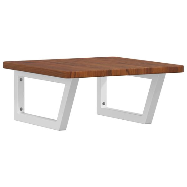 vidaXL Polica pod umývadlo, nástenná, oceľ a dubový masív