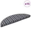 vidaXL Samolepiace schodov&eacute; rohože 15 pcs Siv&aacute; 56 x 17 x 3 cm