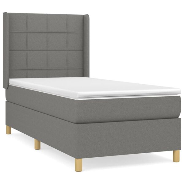 vidaXL Boxspring posteľ s matracom tmavosiv&aacute; 90x200 cm l&aacute;tka