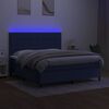 vidaXL Posteľ boxsping s matracom a LED modrá 160x200 cm látka